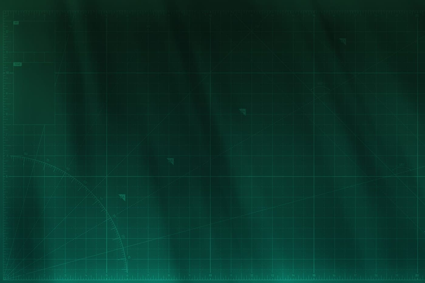 Dark green technical grid and ruler measurement layout